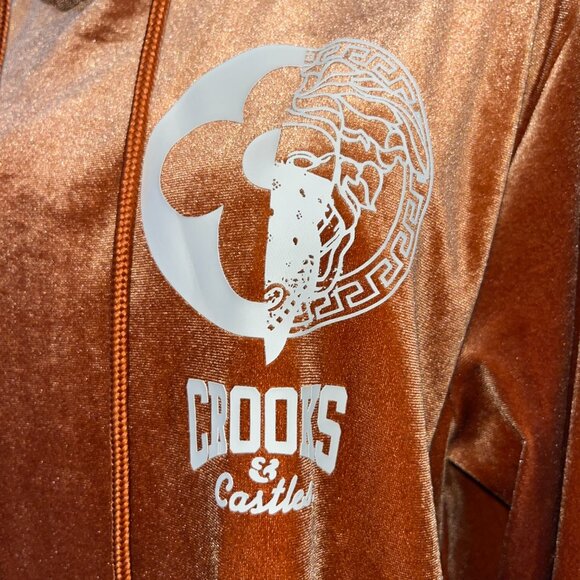 CROOKS & CASTLES RUST VELVET MEDUSA LIMITED EDITION PREMIUM PULLOVER HOODIE - Picture 3 of 9